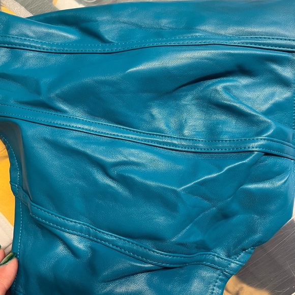 Sincerely Jules faux leather cropped corset top blue size medium bustier - Picture 7 of 9